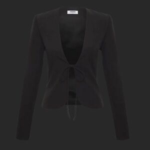 Rumored Waldorf Top Long Sleeve Tie Front Layering Jacket Shirt NWT